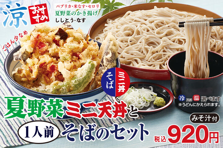 夏野菜ミニ天丼と1人前そばのセット